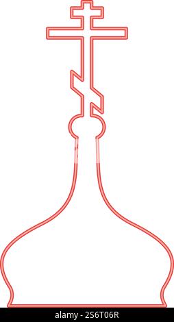 Néon coupole ortodox église rouge illustration de vecteur de couleur rouge image de style plat lumière. Néon coupole ortodox église couleur rouge illustration vectorielle image style plat Illustration de Vecteur