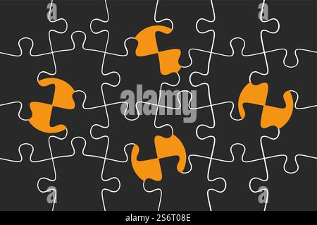 Fond de pièces de puzzle. Soleil jaune et puzzles gris, bannière abstraite contemporaine asiatique. Modèle de vecteur métier géométrique. Illustration modèle de pièce de puzzle, connexion de conception et coopération. Fond de pièces de puzzle. Soleil jaune et puzzles gris, bannière abstraite contemporaine asiatique. Modèle géométrique de vecteur de couverture d'affaires Illustration de Vecteur