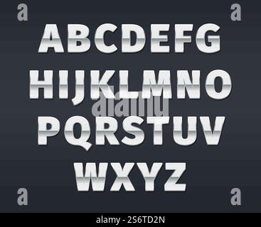 Alphabet argenté. modèles de texte 3d dégradés de luxe réalistes lettres et nombres alphabets vectoriels jarish. Typographie argentée ou chromée, illustration alphabétique de police. Alphabet argenté. modèles de texte 3d dégradés de luxe réalistes lettres et nombres alphabets vectoriels jarish Illustration de Vecteur