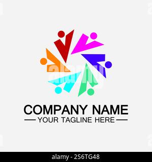 Travail d'équipe personnes en contact concept hexagone logo symbole icône vecteur conception Illustration de Vecteur