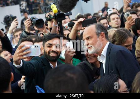 France, Paris, le champ-de-mars, Edouard Philippe, ancien premier ministre d’Emmanuel Macron, lors du rallye célébrant la victoire d’Emmanuel Mac Banque D'Images
