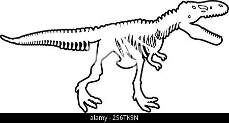 Squelette de dinosaure tyrannosaurus rex Bones silhouettes contour contour ligne icône couleur noire illustration vectorielle image mince plat style simple. Squelette de dinosaure tyrannosaurus rex Bones silhouettes contour contour ligne icône noir couleur illustration vectorielle image mince style plat Illustration de Vecteur