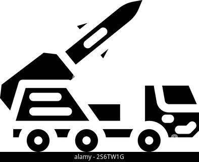 vecteur d'icône de glyphe de fusée de missile. enseigne pour fusée de missile. illustration noire du symbole de contour isolé. illustration vectorielle d'icône de glyphe de fusée de missile Illustration de Vecteur