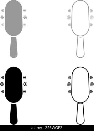 Crème glacée sur bâton Set icône gris noir illustration vectorielle image simple plein remplissage contour ligne de contour mince style plat. Crème glacée sur bâton Set icône gris noir illustration vectorielle image plein contour ligne de contour mince style plat Illustration de Vecteur