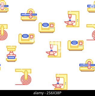 Illustration de la ligne de couleur de motif sans couture vectorielle de l'industrie du travail des métaux. Motif sans couture vectoriel de l'industrie du travail des métaux Illustration de Vecteur