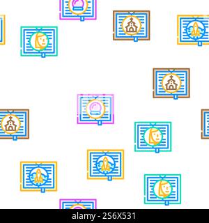Catégories de genre littéraire classes Vector Seamless Pattern Color Line illustration. Genre littéraire catégories classes icônes définir vecteur Illustration de Vecteur