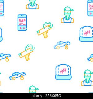 Hip Hop et Rap Music Vector Seamless Pattern Color Line illustration. Hip Hop et Rap Music Vector Seamless Pattern Illustration de Vecteur