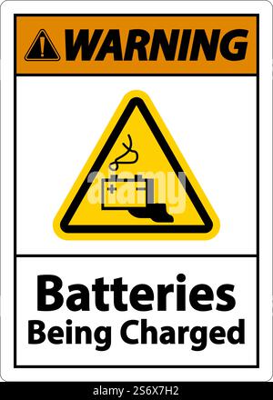 Avertissement : batteries en cours de charge. Affiche sur fond blanc Illustration de Vecteur