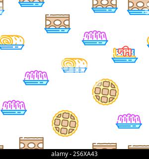 Dessert Delicious Food Vector Seamless Pattern Color Line illustration. Dessert Delicious Food Vector Seamless Pattern Illustration de Vecteur