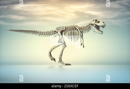 Squelette T rex. Il s'agit d'une illustration de rendu 3D. Banque D'Images