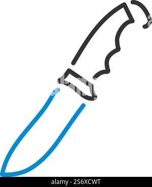 Icône du couteau à chasser.Contour gras modifiable avec Color Fill Design.Illustration vectorielle. Illustration de Vecteur