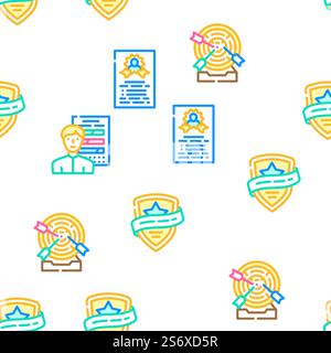 Expertise Business Processing Vector Seamless Pattern Color Line illustration. Vecteur d'ensemble d'icônes de traitement d'affaires d'expertise Illustration de Vecteur