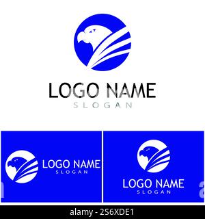 Falcon Eagle birdWave logo modèle symbole vectoriel Illustration de Vecteur