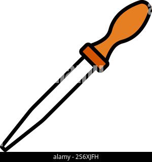 Icône de la pipette de chimie. Contour gras modifiable avec Color Fill Design. Illustration vectorielle. Illustration de Vecteur