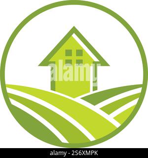 Conception plate de vecteur de logo de maison de ferme Illustration de Vecteur
