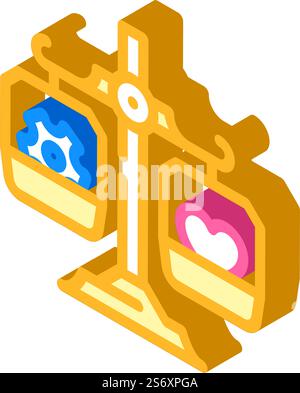 vecteur d'icône isométrique équilibre des tâches professionnelles et personnelles. signe d'équilibre entre le travail et les tâches de la vie privée. illustration de symbole isolé. illustration vectorielle d'icône isométrique d'équilibre entre les tâches professionnelles et personnelles Illustration de Vecteur
