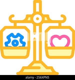 vecteur d'icône de couleur d'équilibre des tâches de travail et de vie privée. signe d'équilibre entre le travail et les tâches de la vie privée. illustration de symbole isolé. illustration vectorielle d'icône de couleur d'équilibre des tâches professionnelles et personnelles Illustration de Vecteur