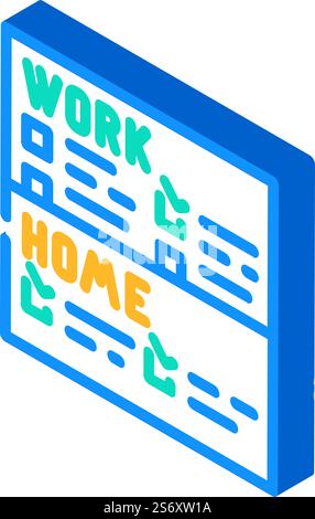 listes de tâches avec séparation claire des tâches professionnelles et personnelles vecteur d'icône isométrique. listes de tâches avec séparation claire des tâches professionnelles et personnelles. illustration de symbole isolé. listes de tâches avec séparation claire des tâches professionnelles et personnelles illustration vectorielle d'icônes isométriques Illustration de Vecteur