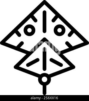 vecteur japonais d'icône de ligne de cerf-volant. signe de cerf-volant japonais. illustration noire du symbole de contour isolé. illustration vectorielle japonaise d'icône de ligne de cerf-volant Illustration de Vecteur