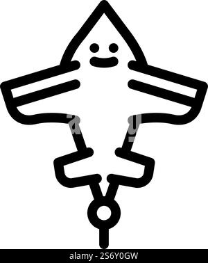 vecteur d'icône de ligne de cerf-volant de forme d'avion. signe de cerf-volant en forme d'avion. illustration noire du symbole de contour isolé. illustration vectorielle d'icône de ligne de cerf-volant de forme d'avion Illustration de Vecteur