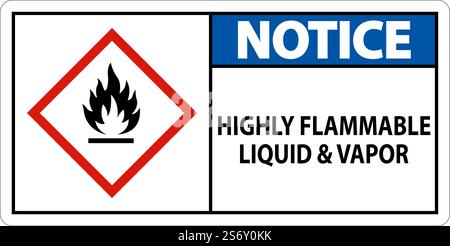 Avertissement : panneau GHS liquide et vapeur hautement inflammable Illustration de Vecteur