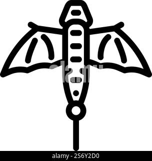 vecteur d'icône de ligne de cerf-volant en forme de dragon. signe de cerf-volant en forme de dragon. illustration noire du symbole de contour isolé. illustration vectorielle d'icône de ligne de cerf-volant en forme de dragon Illustration de Vecteur