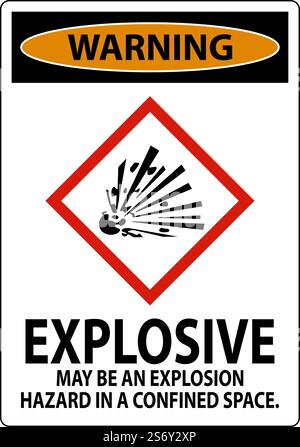 Avertissement : danger d'explosion GHS sur fond blanc Illustration de Vecteur