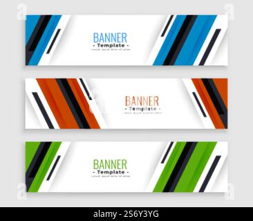 bannières professionnelles stylées en trois couleurs Illustration de Vecteur
