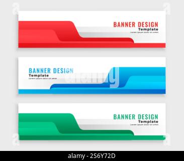 bandeaux web modernes et élégants, disponibles en trois couleurs Illustration de Vecteur