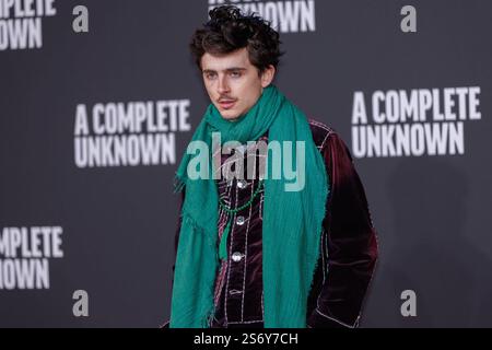 News - PHOTOCALL A COMPLETE UNKNOWN Timothee Chalamet assiste à la première Photocall A Complete Unknown à l'Auditorium Parco della Musica le 17 janvier 2025 à Rome, en Italie. Pendant l'APPEL PHOTO Un INCONNU COMPLET, nouvelles à Rome, Italie, 17 janvier 2025 Auditorium de Rome Parco della Musica Italie Copyright : xEmanuelaxVertollix/xLiveMediax LPN 1693432 Banque D'Images