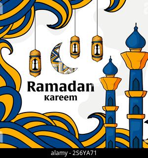 illustration dessinée à la main pour célébrer ramadan kareem Illustration de Vecteur