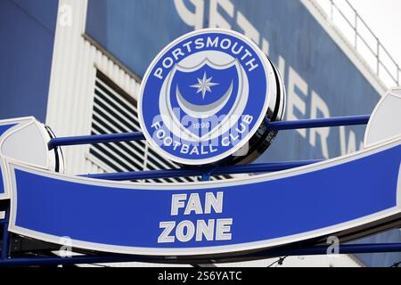Vue générale du Portsmouth Football Club, Portsmouth, Hampshire, Royaume-Uni. Banque D'Images