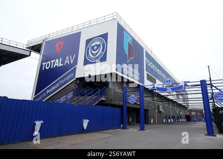 Vue générale du Portsmouth Football Club, Portsmouth, Hampshire, Royaume-Uni. Banque D'Images