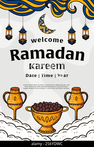 bannière verticale ramadan kareem dans un design de style dessiné à la main Illustration de Vecteur