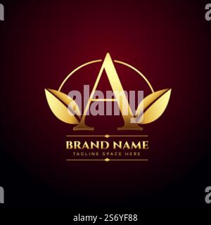 golden Leaves lettre A concept logo dans un style de première qualité Illustration de Vecteur