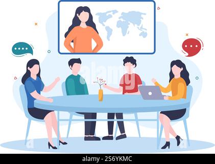 Caricature de politicien Illustration dessinée à la main avec le concept de réunion pour l'idée d'élection, de l'élaboration de programmes politiques, de l'élaboration de lois et de la gouvernance démocratique Illustration de Vecteur