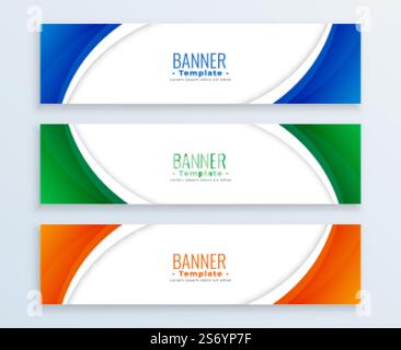 banderoles professionnelles modernes en trois couleurs Illustration de Vecteur