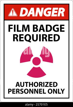 Badge de film de danger requis autorisé uniquement se connecter sur fond blanc Illustration de Vecteur