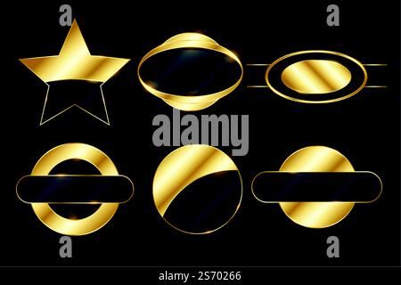 ensemble de badges et d'étiquettes vides dorés de qualité supérieure Illustration de Vecteur