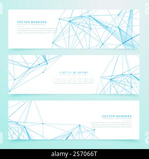 Abstract digital wire mesh headers ensemble de trois bannières Illustration de Vecteur