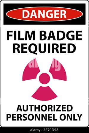 Badge de film de danger requis autorisé uniquement se connecter sur fond blanc Illustration de Vecteur
