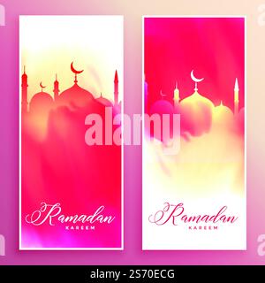 Ramadan kareem aquarelle design de bannières Illustration de Vecteur