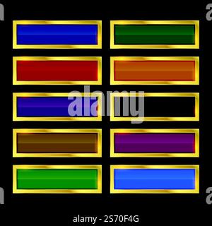Boutons rectangle avec golden border Illustration de Vecteur
