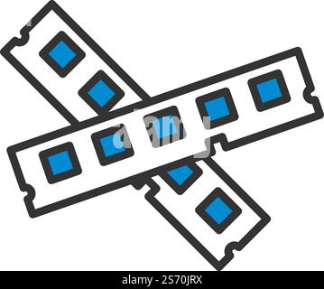 Icône mémoire de l'ordinateur. Contour gras modifiable avec Color Fill Design. Illustration vectorielle. Illustration de Vecteur
