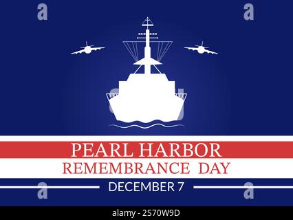 Happy Pearl Harbor jour du souvenir sur 7 décembre modèle dessin à la main dessin à la main dessin à la main dessin à la main dessin à la main pour le Mémorial national de la cérémonie Illustration de Vecteur