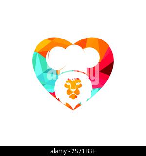 Modèle de conception du logo vectoriel lion de chef. Concept du logo du restaurant gastronomique. Illustration de Vecteur