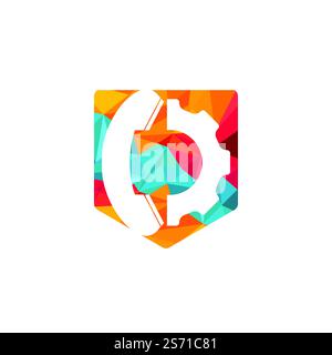 Modèle de logo Gear Phone Call. Illustration de Vecteur