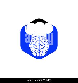 Concept de design du logo Smart chef Vector. Icône de chapeau de chef et de cerveau. Illustration de Vecteur