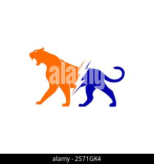 Logo Cheetah thunder Vector. Motif vectoriel du logo énergie électrique Cheetah. Illustration de Vecteur