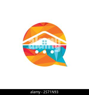 Design du logo chat home Vector. Concept de conception de logo vectoriel de maison de chat en ligne. Illustration de Vecteur